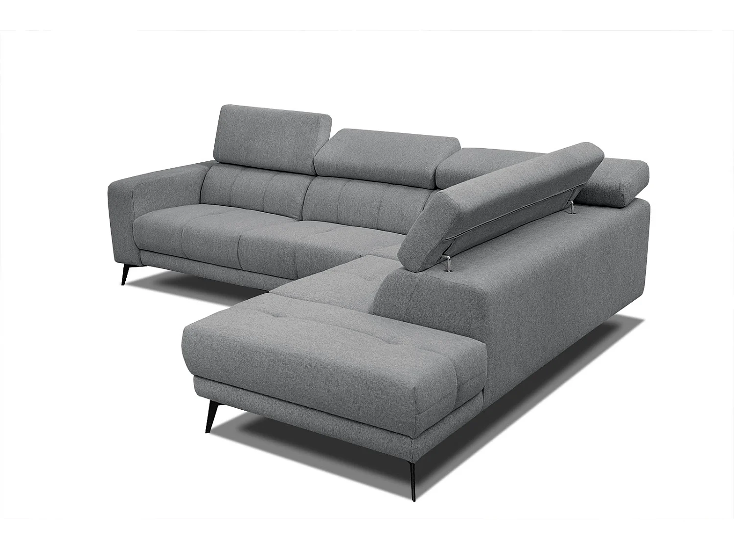 MORELLO Ecksofa 5-Sitzer rechts mit verstellbare Kopfstützen, grau