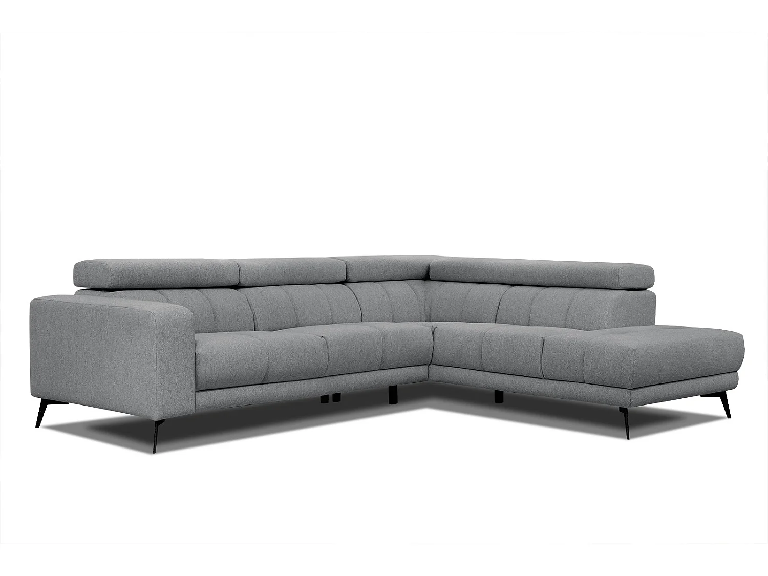 MORELLO Ecksofa 5-Sitzer rechts mit verstellbare Kopfstützen, grau