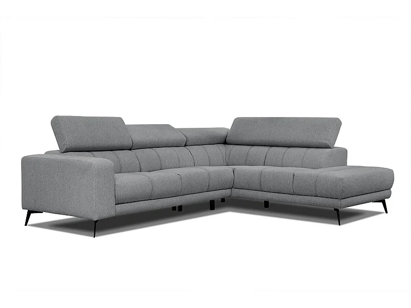 MORELLO Ecksofa 5-Sitzer rechts mit verstellbare Kopfstützen, grau