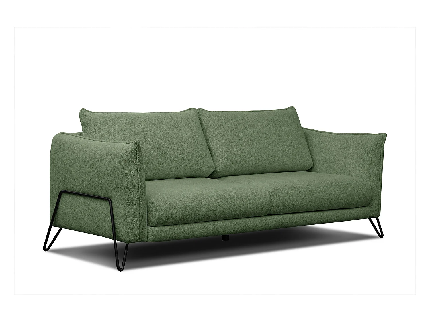 Canapé droit XXL 3 places tissu vert - HOSTEN