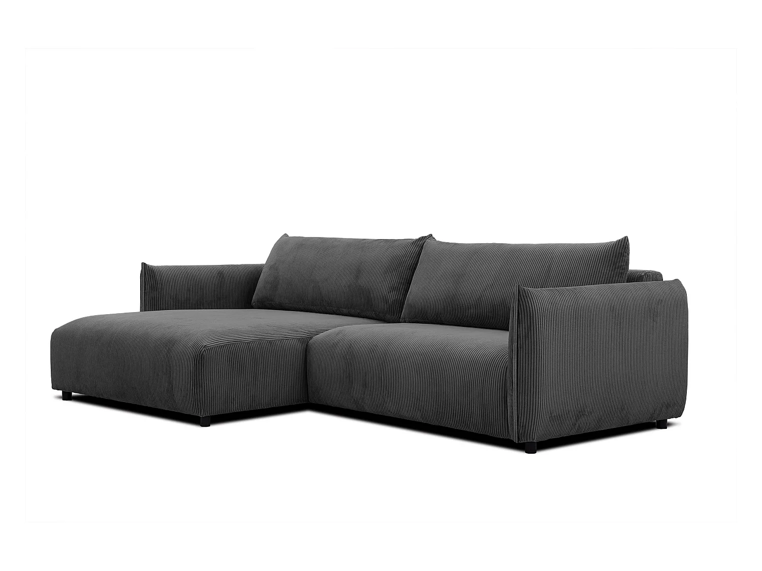 Canapé d'angle gauche 4 places tissu gris foncé - TAUER