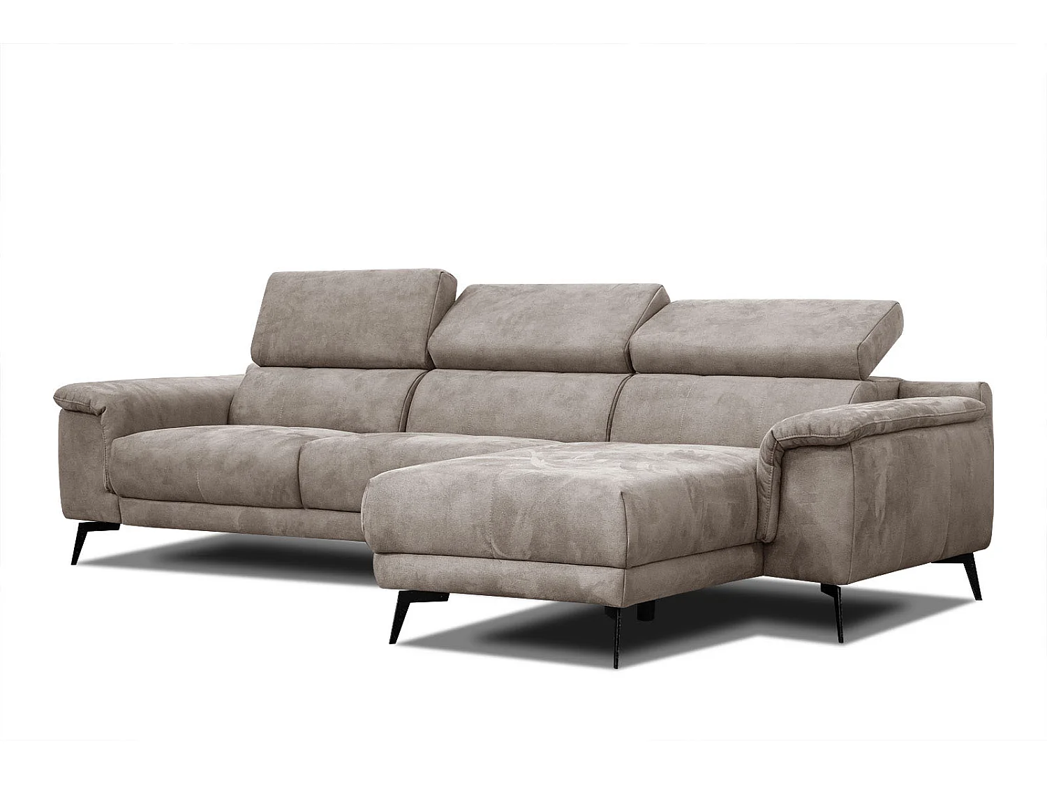 FIERO Ecksofa 4-Sitzer rechts mit verstellbare Kopfstützen, beige