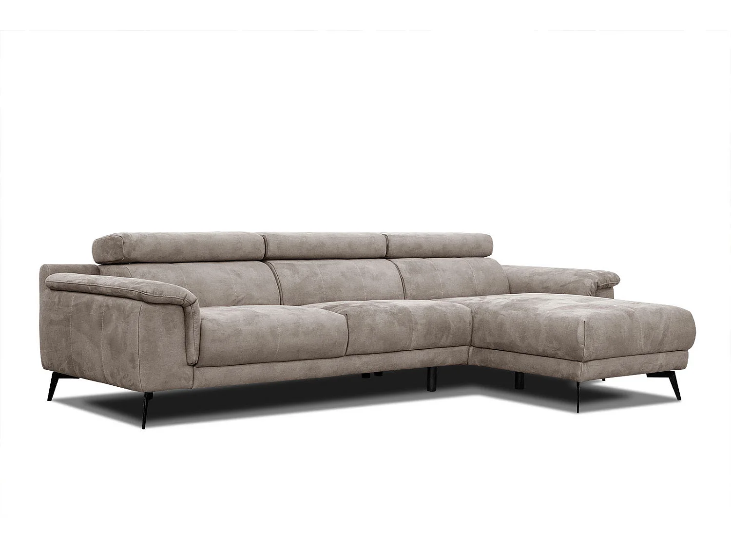 FIERO Ecksofa 4-Sitzer rechts mit verstellbare Kopfstützen, beige