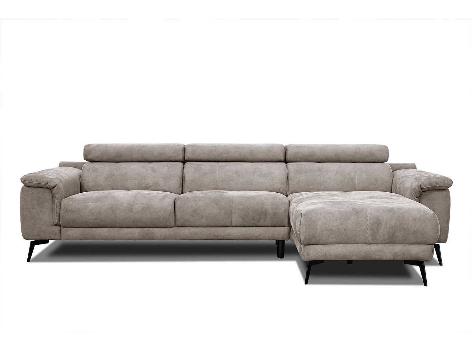 FIERO Ecksofa 4-Sitzer rechts mit verstellbare Kopfstützen, beige