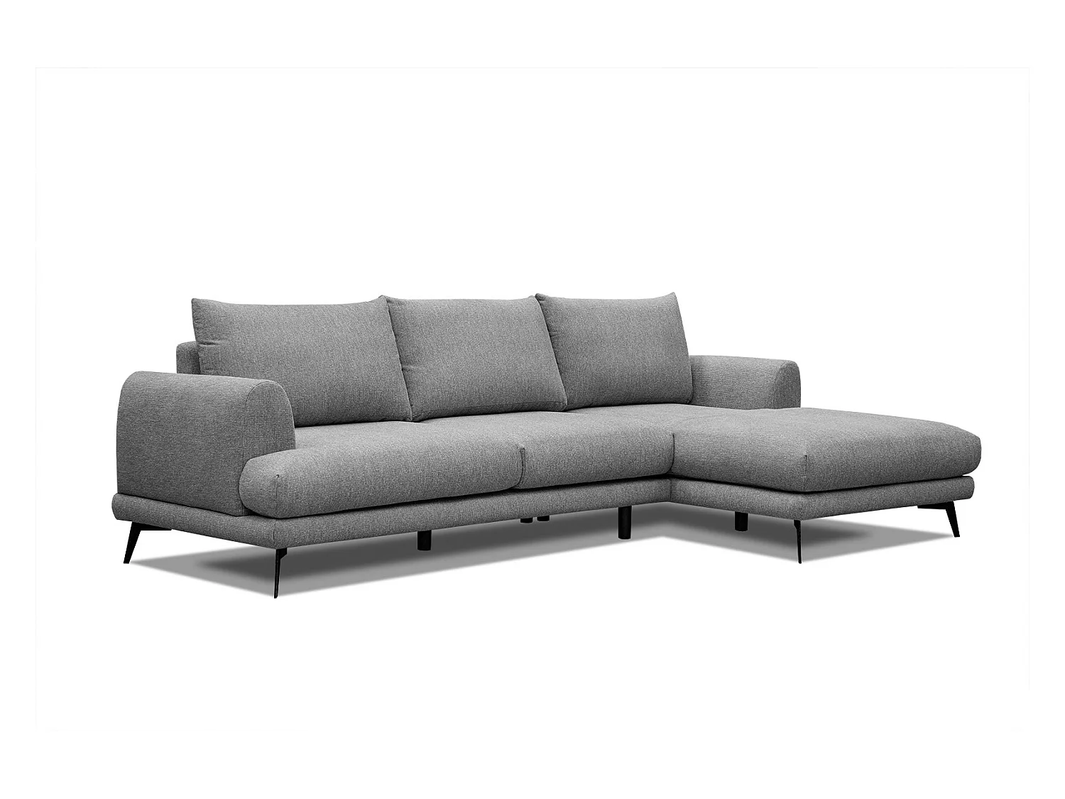 Canapé d'angle droit 4 places tissu gris - ADRIA
