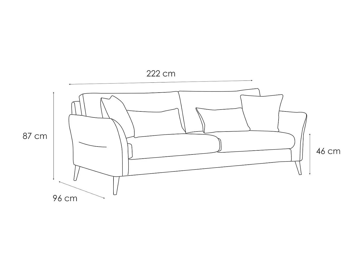 FIGARI Sofa 3-Sitzer, mauvegrau