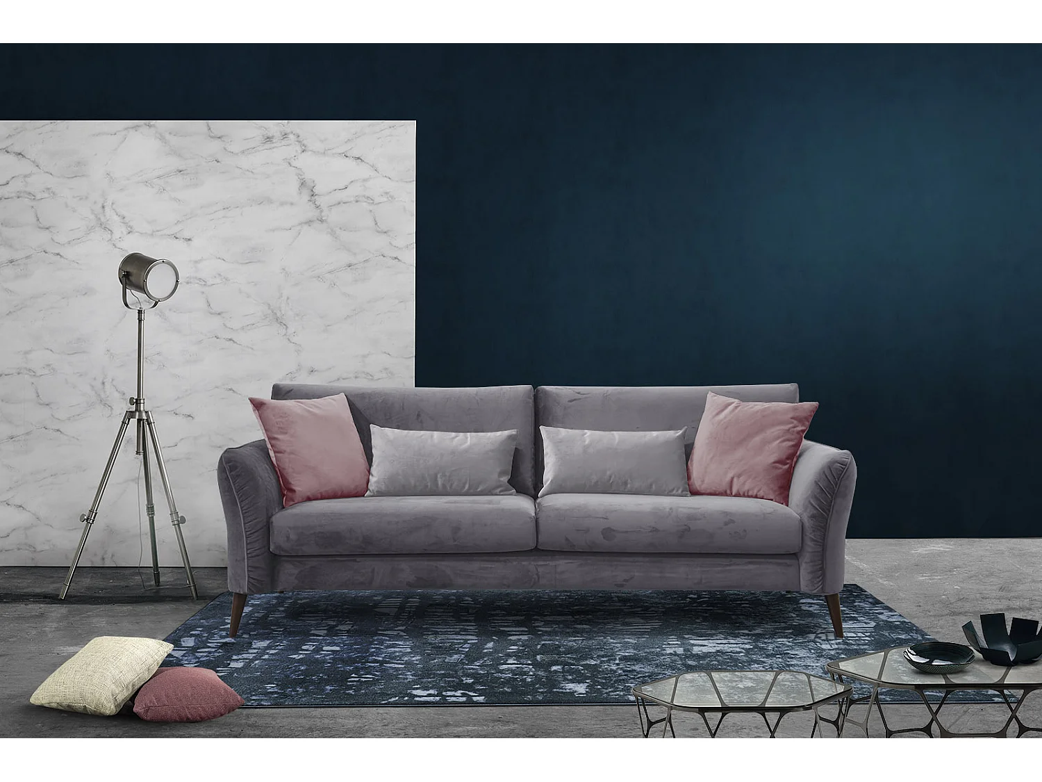 FIGARI Sofa 3-Sitzer, mauvegrau