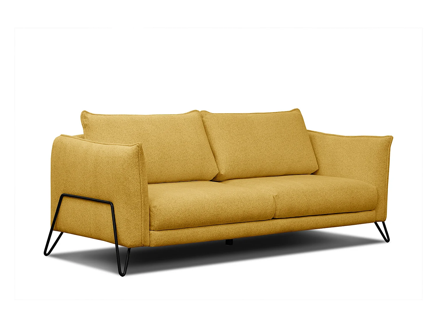 Canapé droit XXL 3 places tissu jaune - HOSTEN