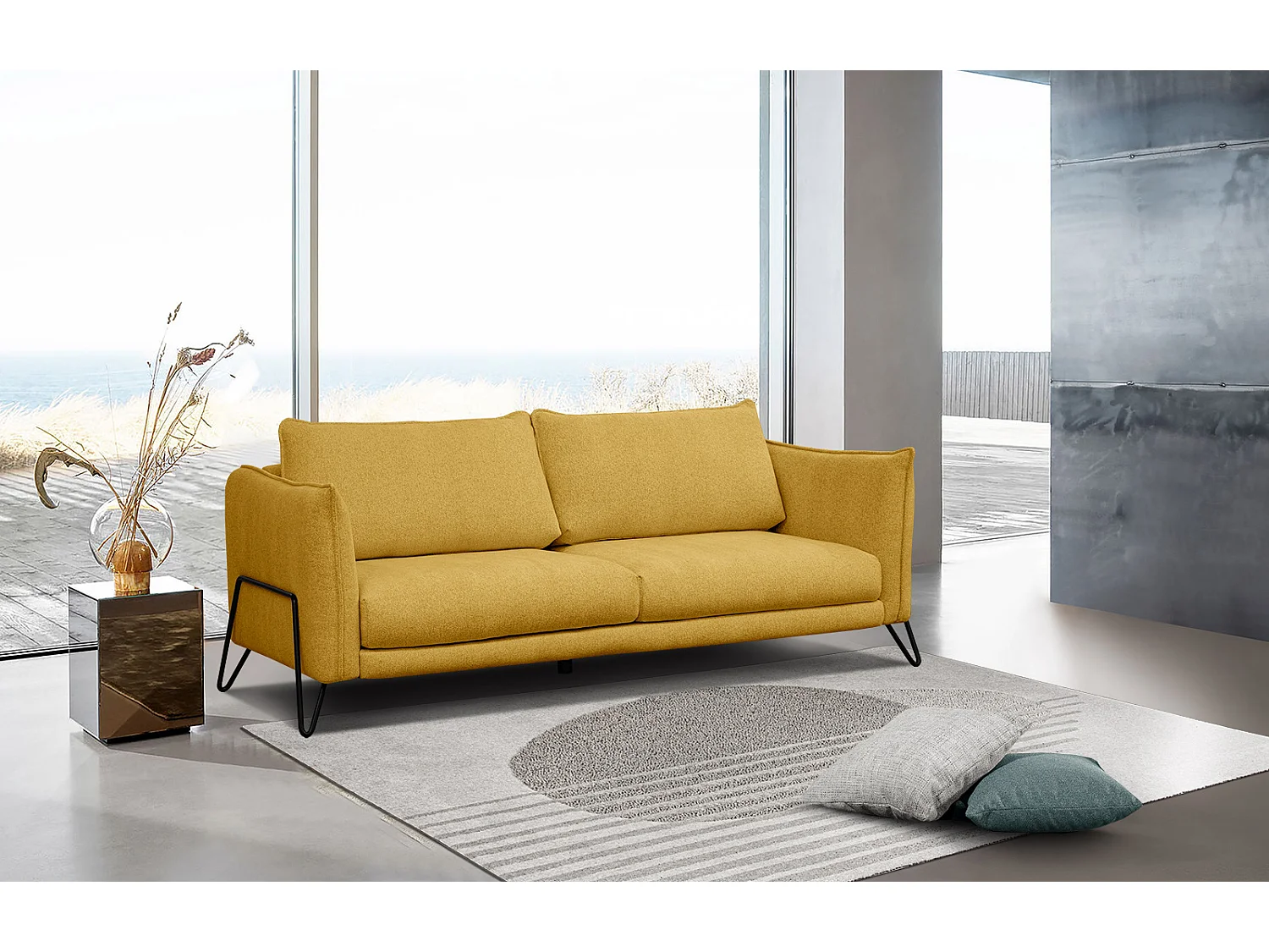 HOSTEN Sofa 3-Sitzer, senfgelb