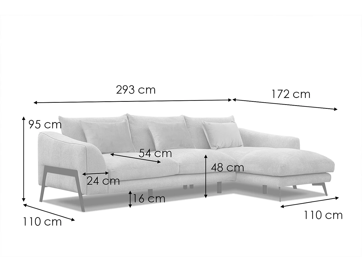 WINTER Ecksofa 4-Sitzer rechts, ecru
