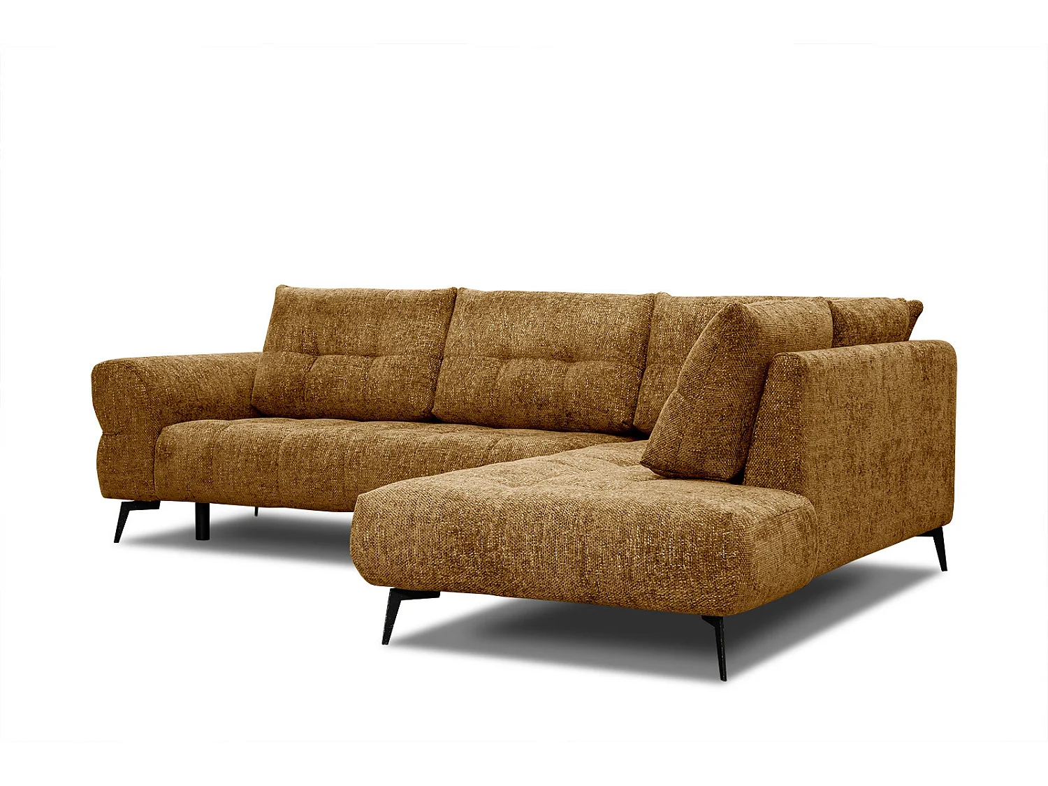 Canapé d'angle droit 5 places tissu doré