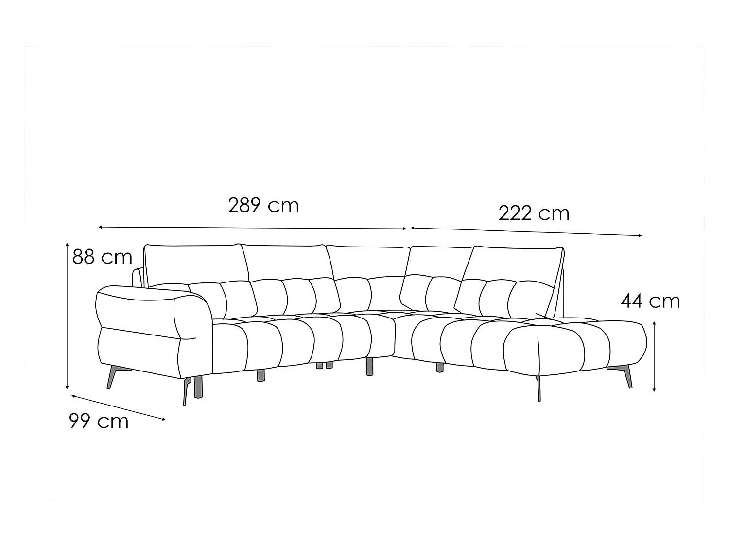 SALVINI Ecksofa 5-Sitzer rechts, senfgelb