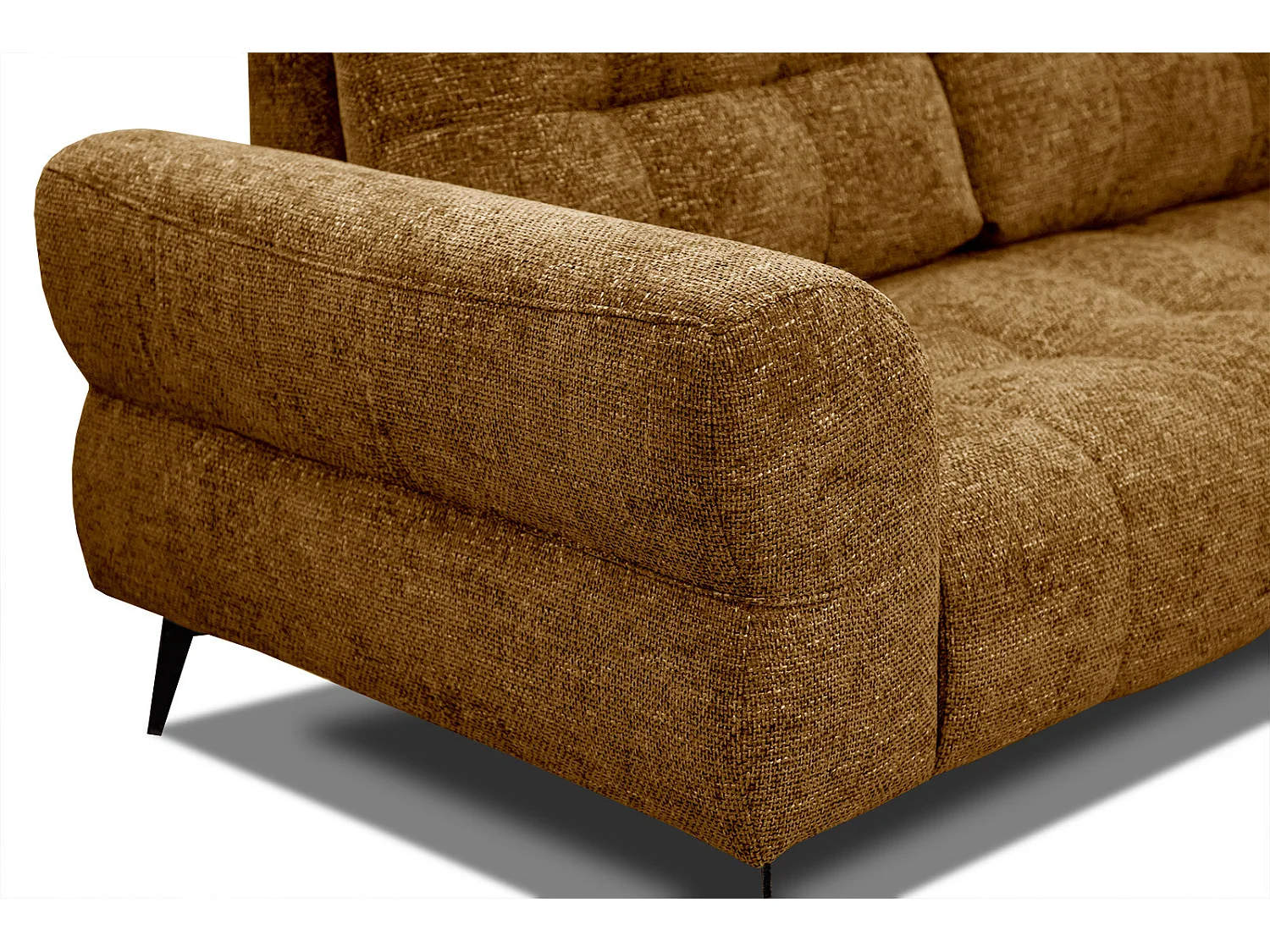 Canapé d'angle droit 5 places tissu doré