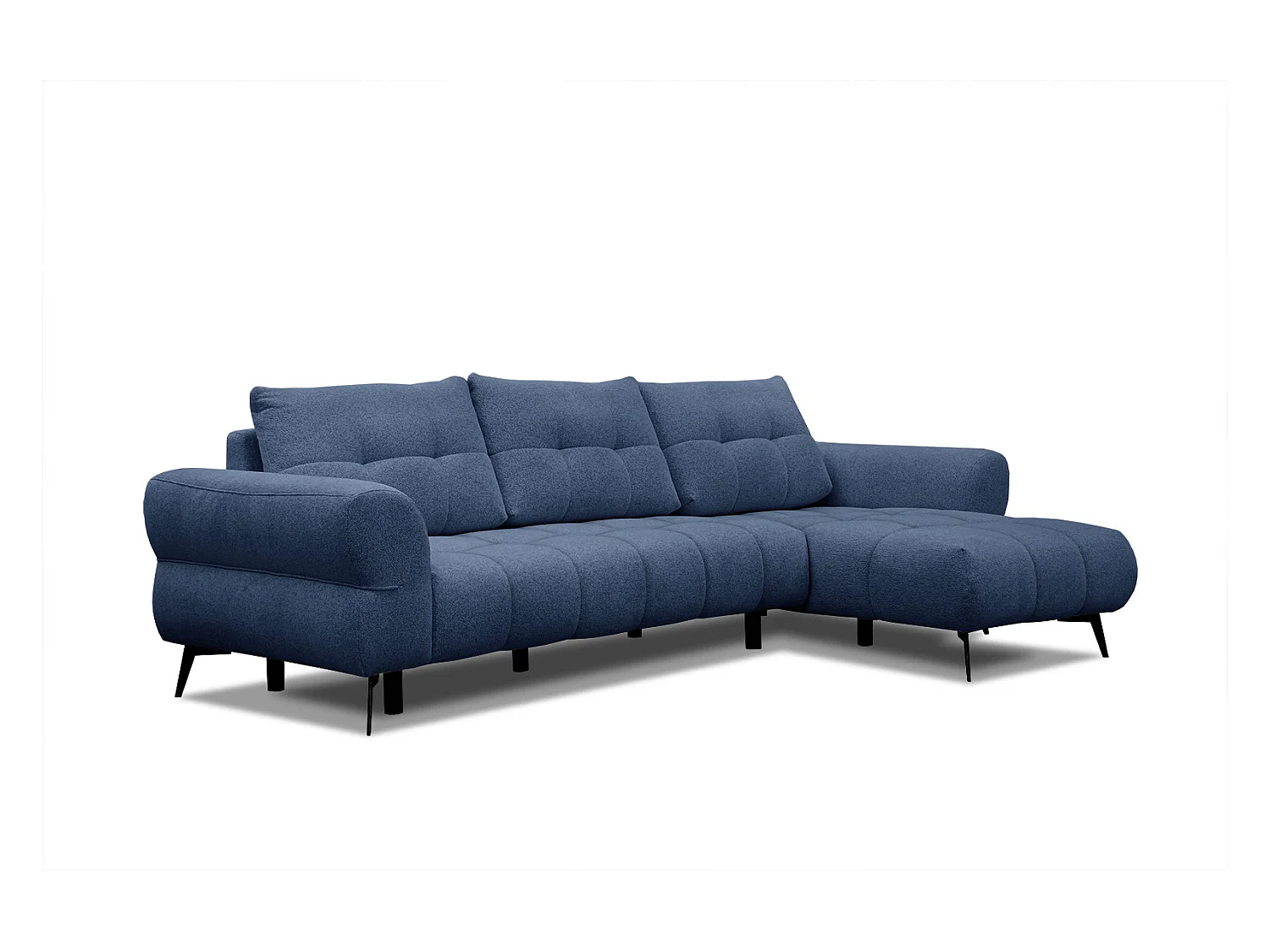 Canapé d'angle droit Salvini 4 places tissu bleu foncé