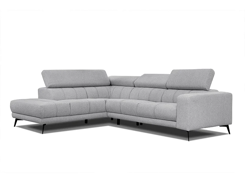 MORELLO Ecksofa 5-Sitzer links mit verstellbare Kopfstützen, silbergrau