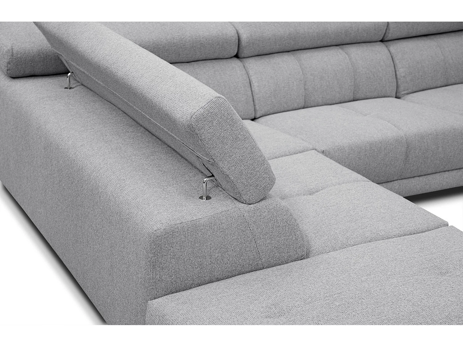 MORELLO Ecksofa 5-Sitzer links mit verstellbare Kopfstützen, silbergrau