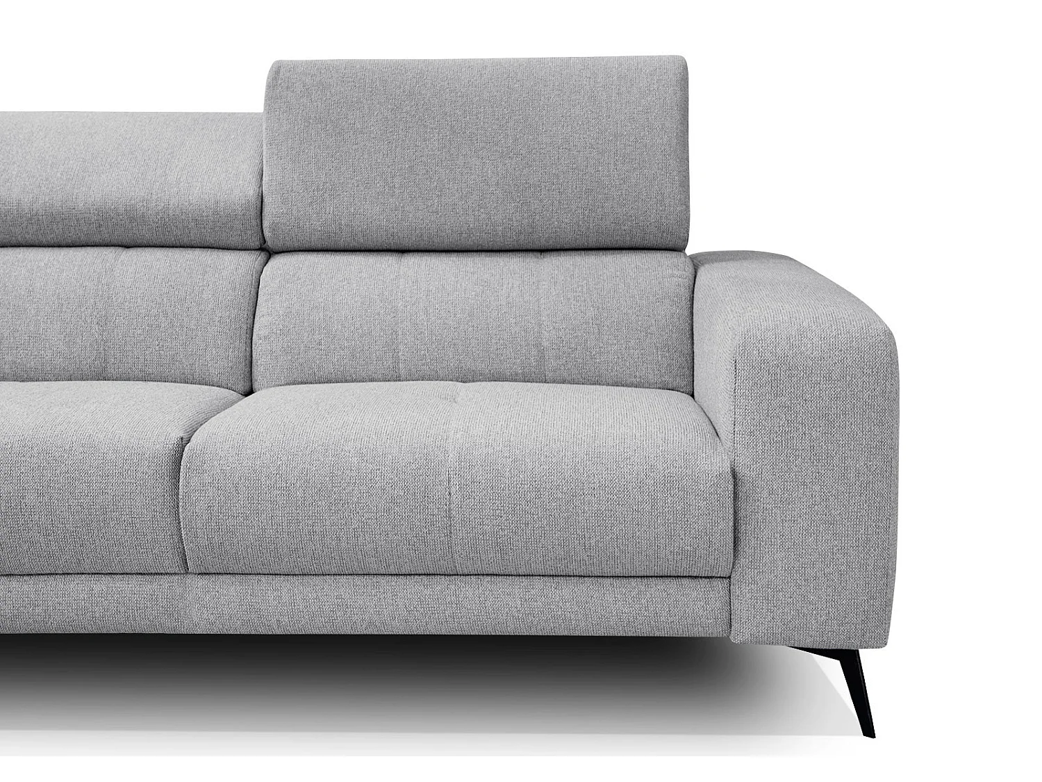 MORELLO Ecksofa 5-Sitzer links mit verstellbare Kopfstützen, silbergrau