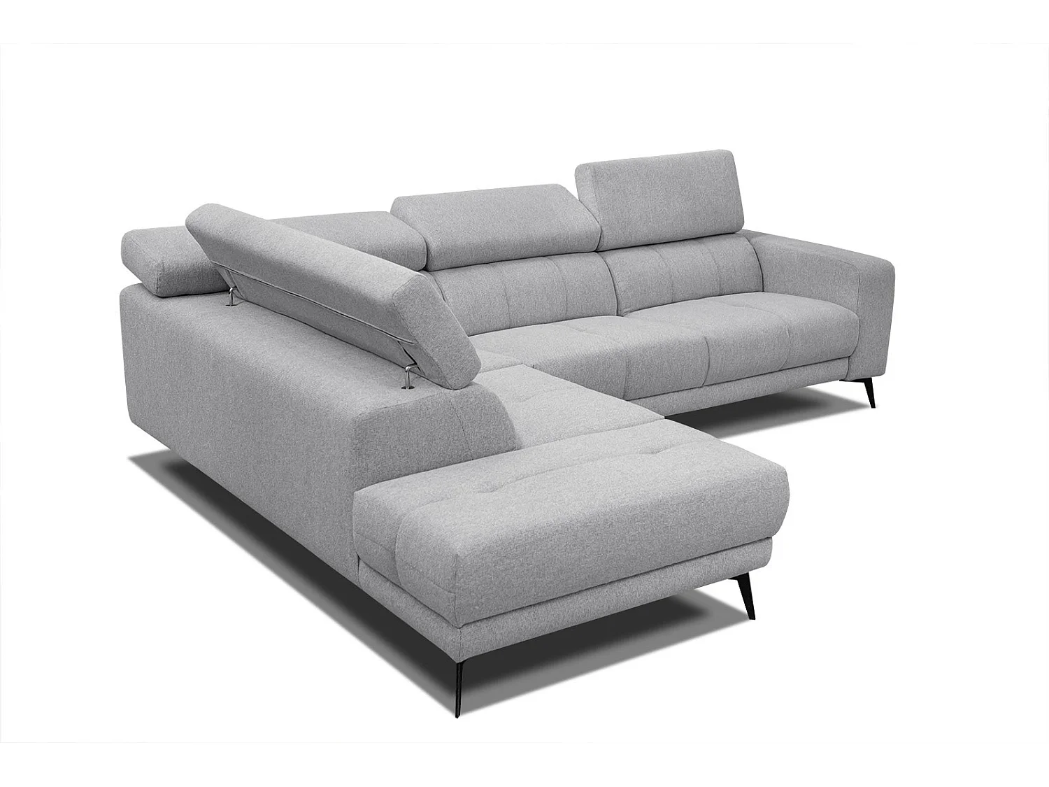 MORELLO Ecksofa 5-Sitzer links mit verstellbare Kopfstützen, silbergrau