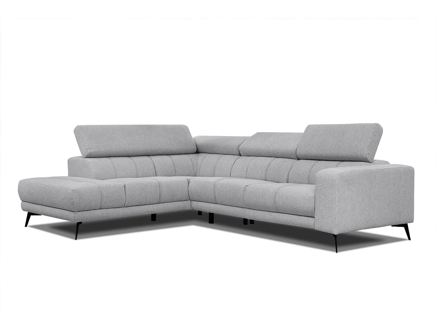 MORELLO Ecksofa 5-Sitzer links mit verstellbare Kopfstützen, silbergrau