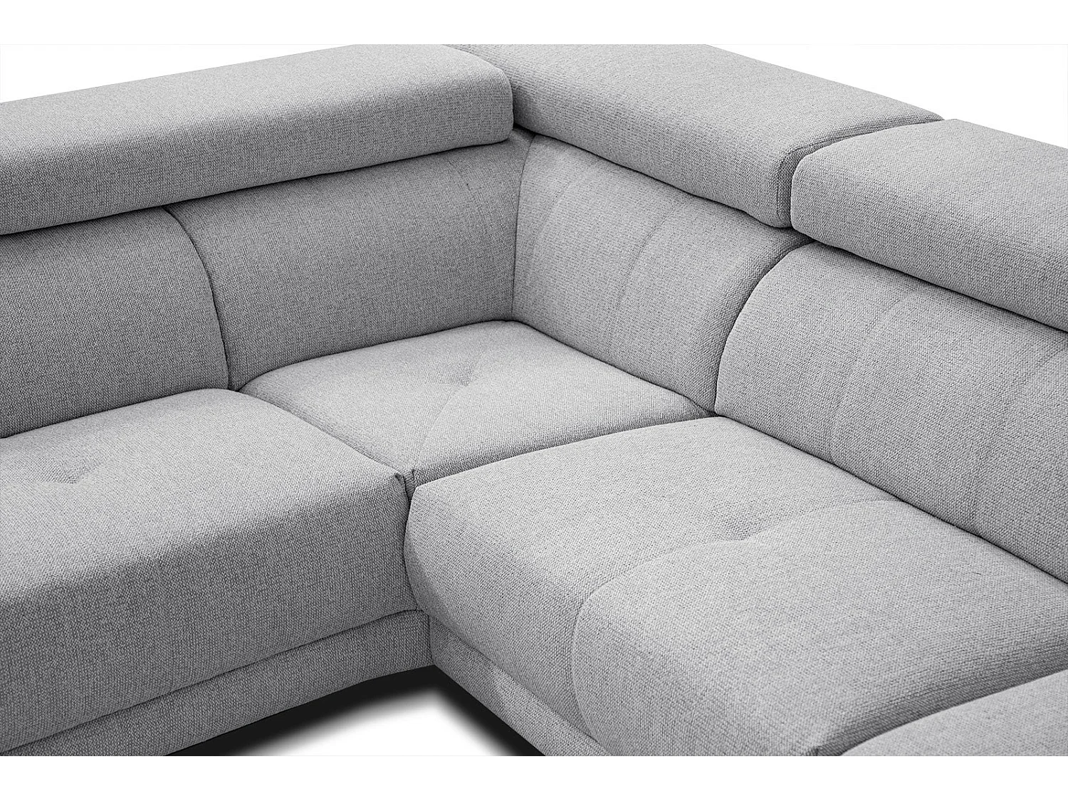 MORELLO Ecksofa 5-Sitzer links mit verstellbare Kopfstützen, silbergrau