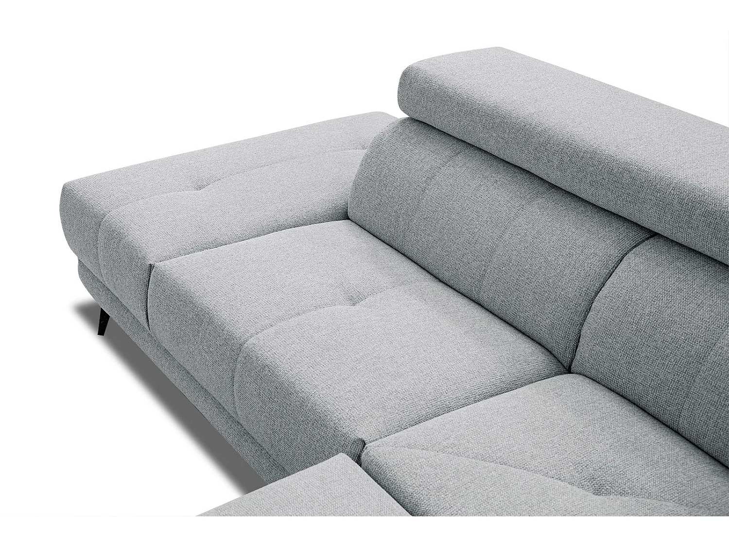 MORELLO Ecksofa 5-Sitzer links mit verstellbare Kopfstützen, silbergrau