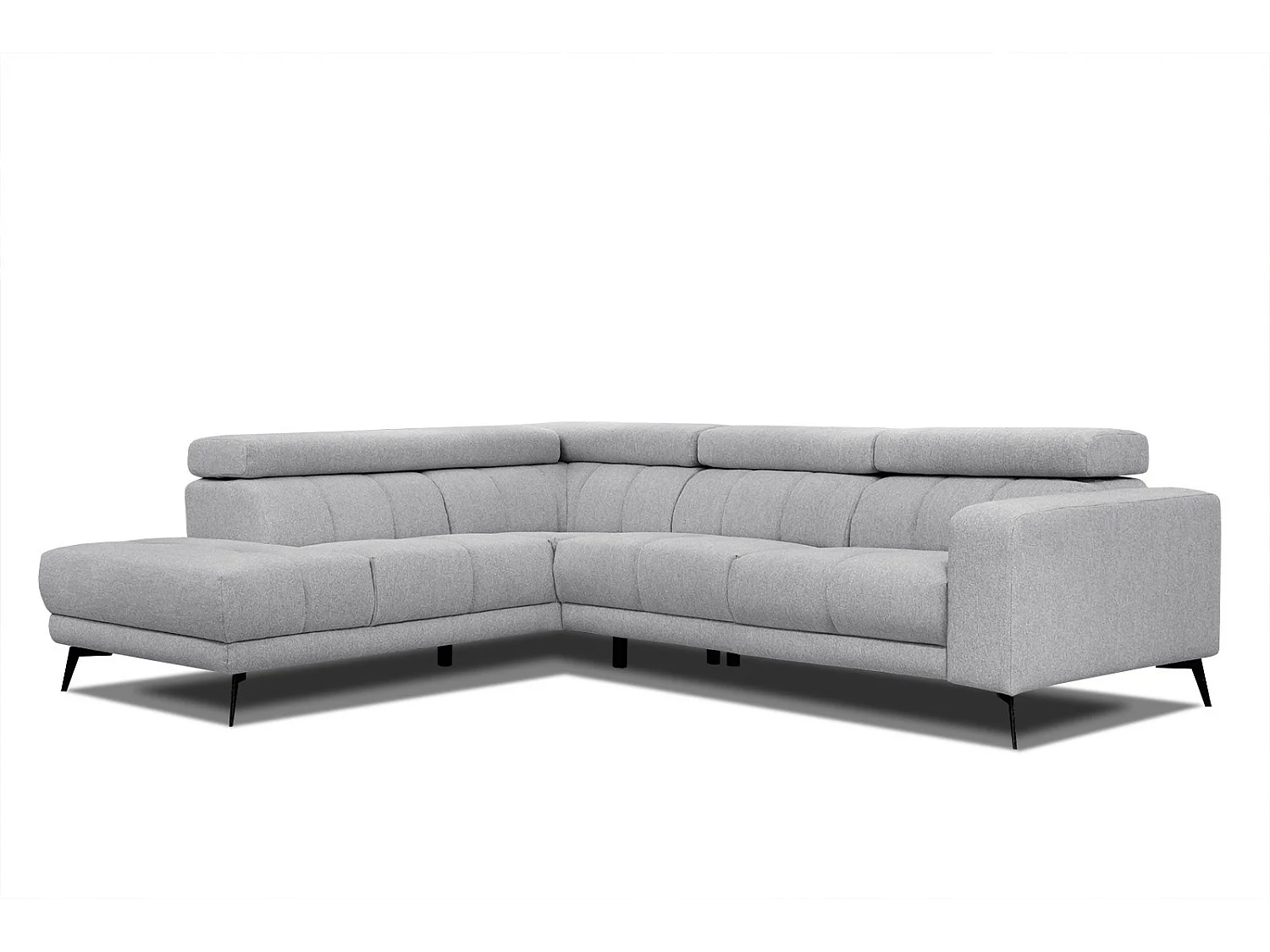 MORELLO Ecksofa 5-Sitzer links mit verstellbare Kopfstützen, silbergrau