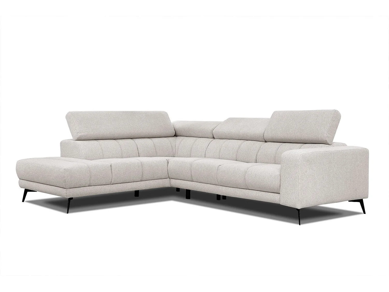 MORELLO Ecksofa 5-Sitzer links mit verstellbare Kopfstützen, creme