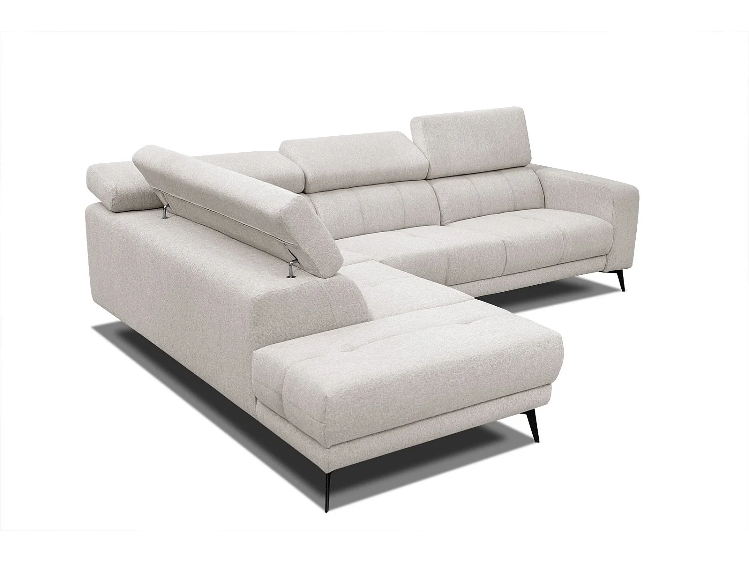 MORELLO Ecksofa 5-Sitzer links mit verstellbare Kopfstützen, creme