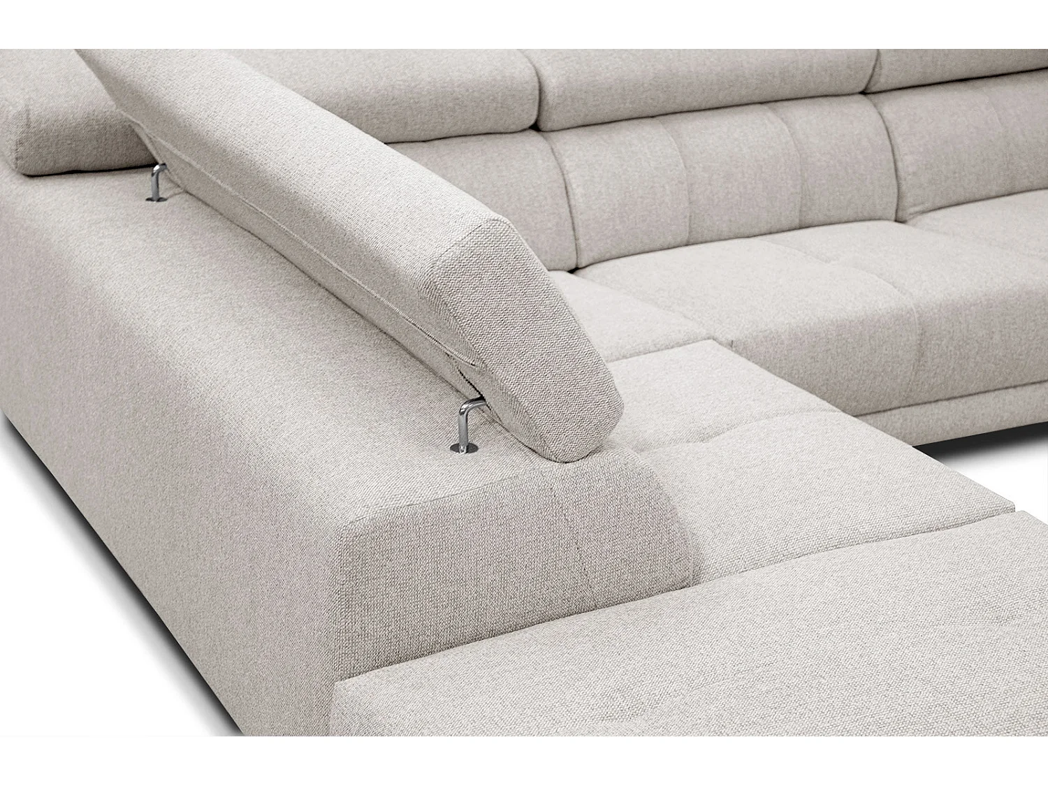 MORELLO Ecksofa 5-Sitzer links mit verstellbare Kopfstützen, creme