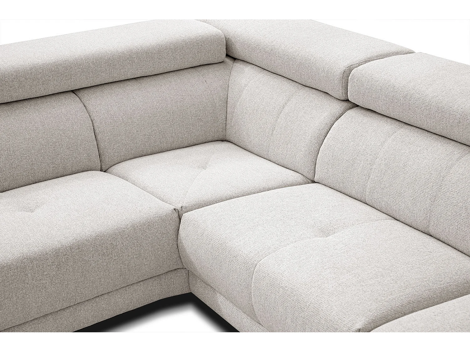 MORELLO Ecksofa 5-Sitzer links mit verstellbare Kopfstützen, creme