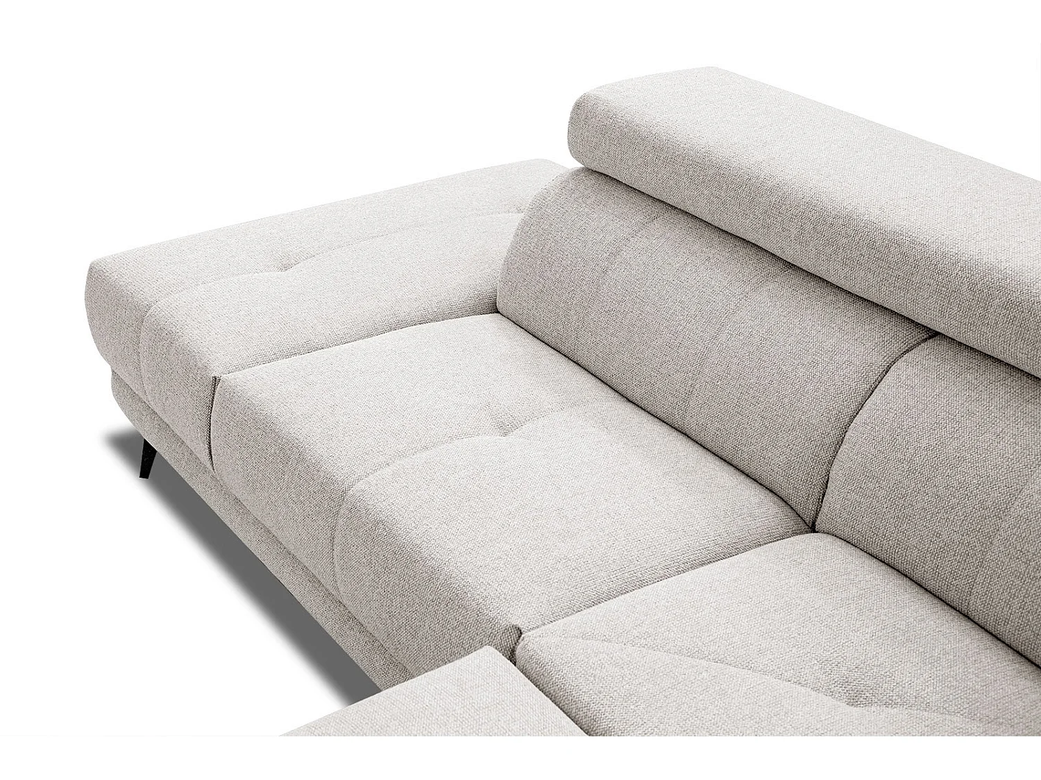 MORELLO Ecksofa 5-Sitzer links mit verstellbare Kopfstützen, creme