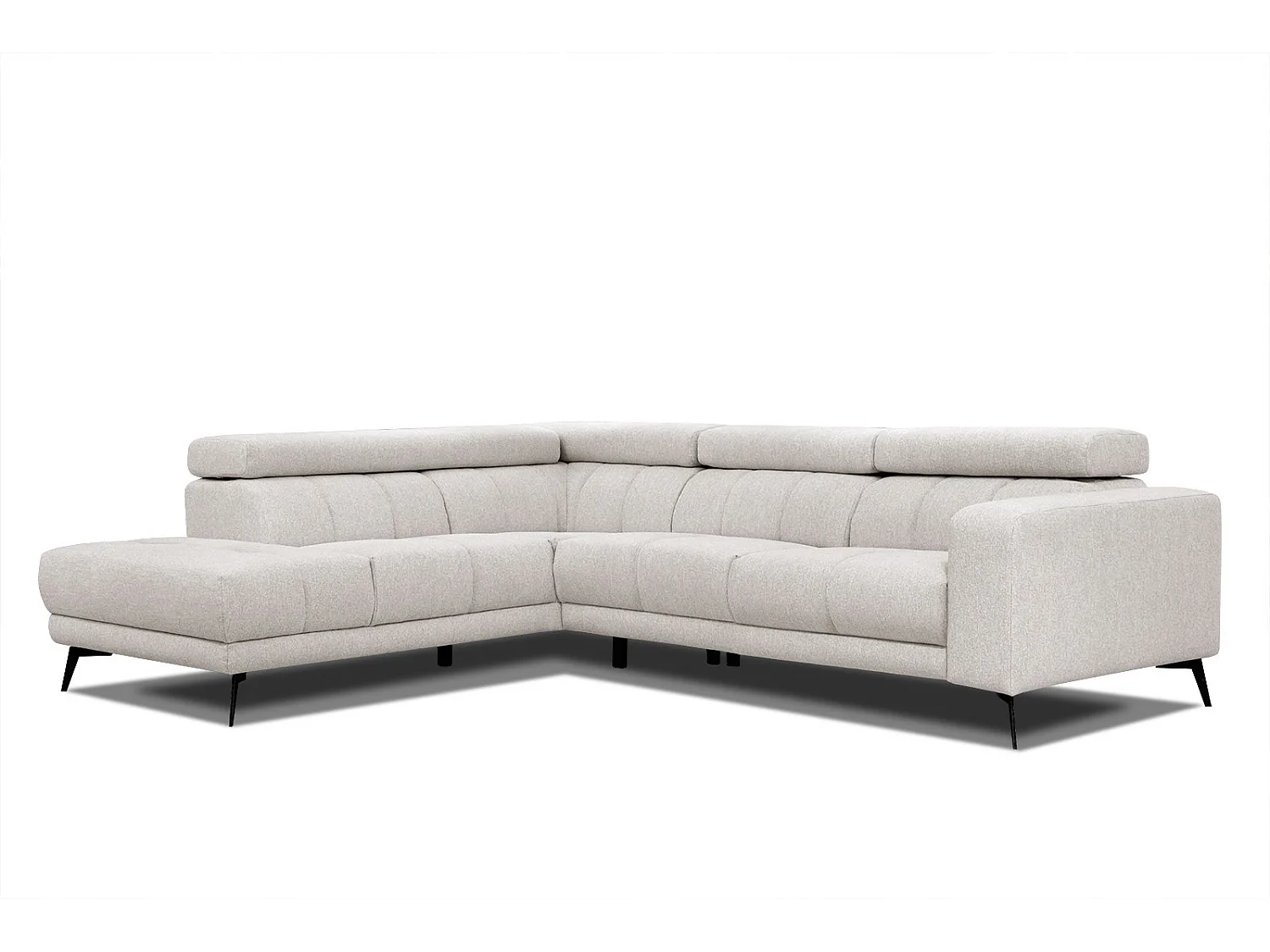 MORELLO Ecksofa 5-Sitzer links mit verstellbare Kopfstützen, creme