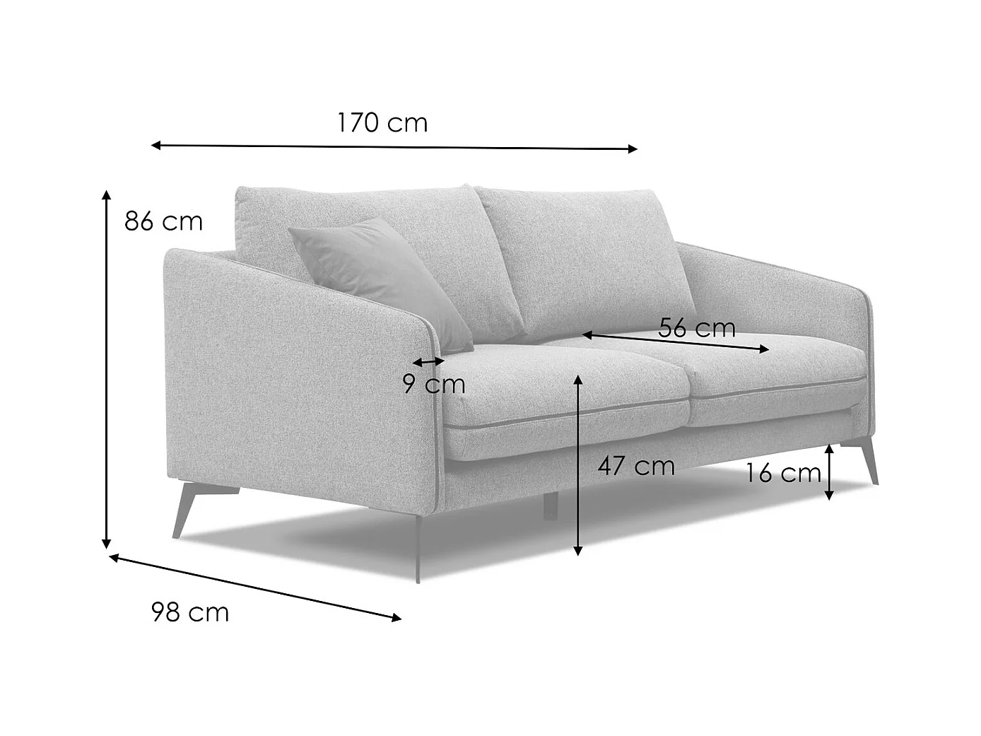 SOGEL Sofa 2,5-Sitzer, olive