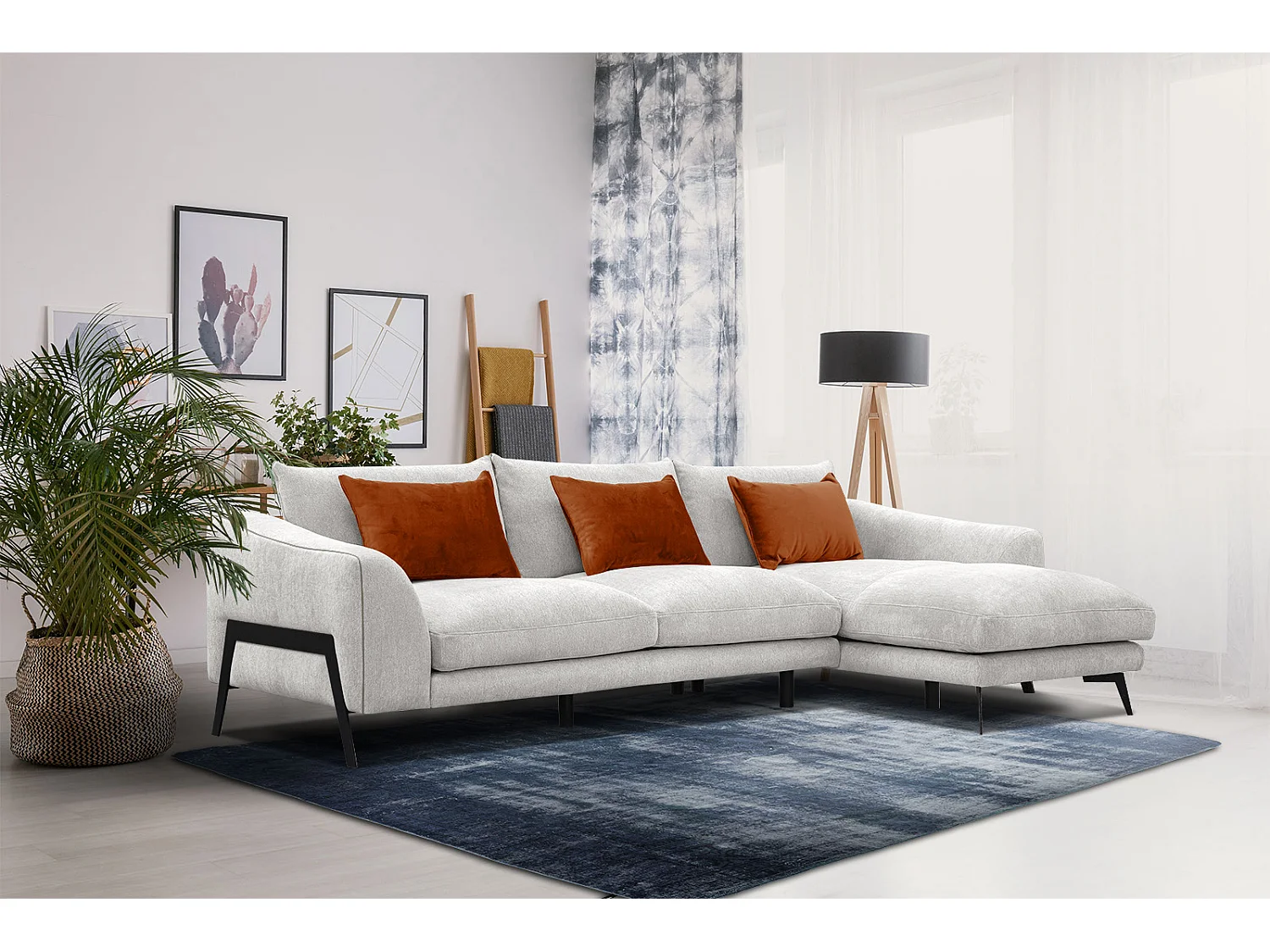 WINTER Ecksofa 4-Sitzer rechts, perlweiß