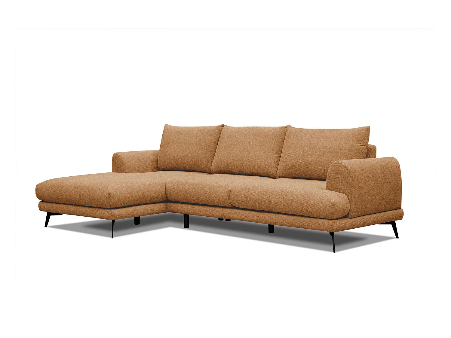 Canapé d'angle gauche 4 places tissu orange - ADRIA