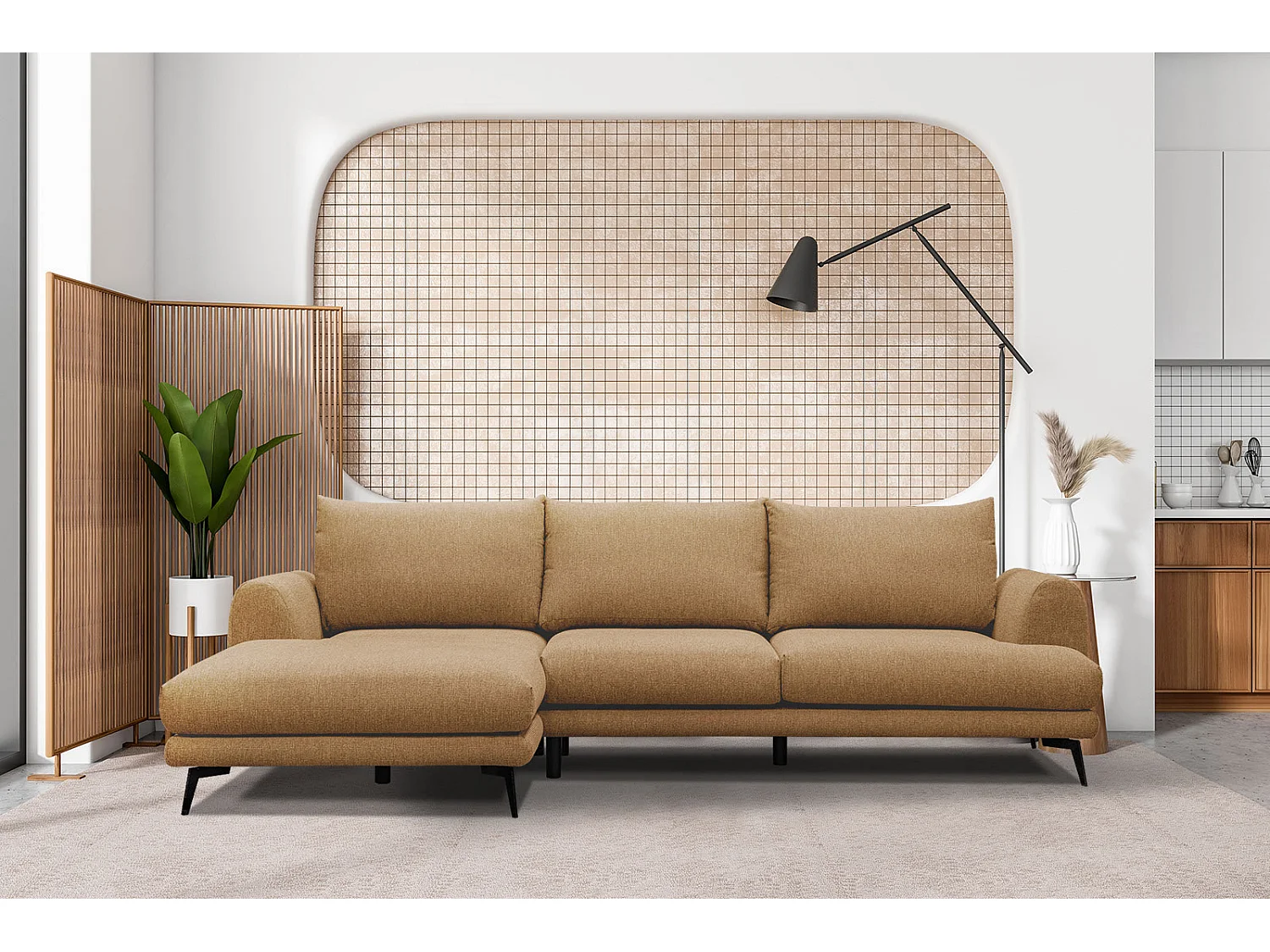 ADRIA Ecksofa 4-Sitzer links, orange