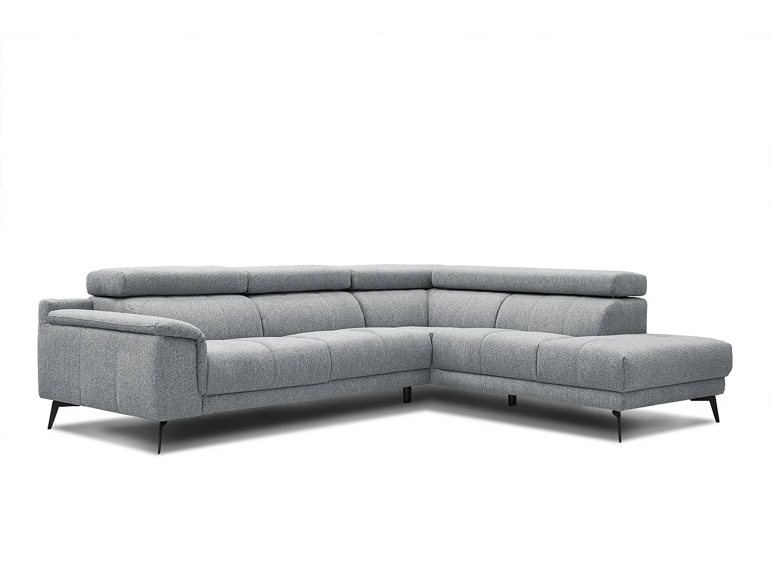 Canapé d'angle droit 5 places tissu gris clair - Fiero