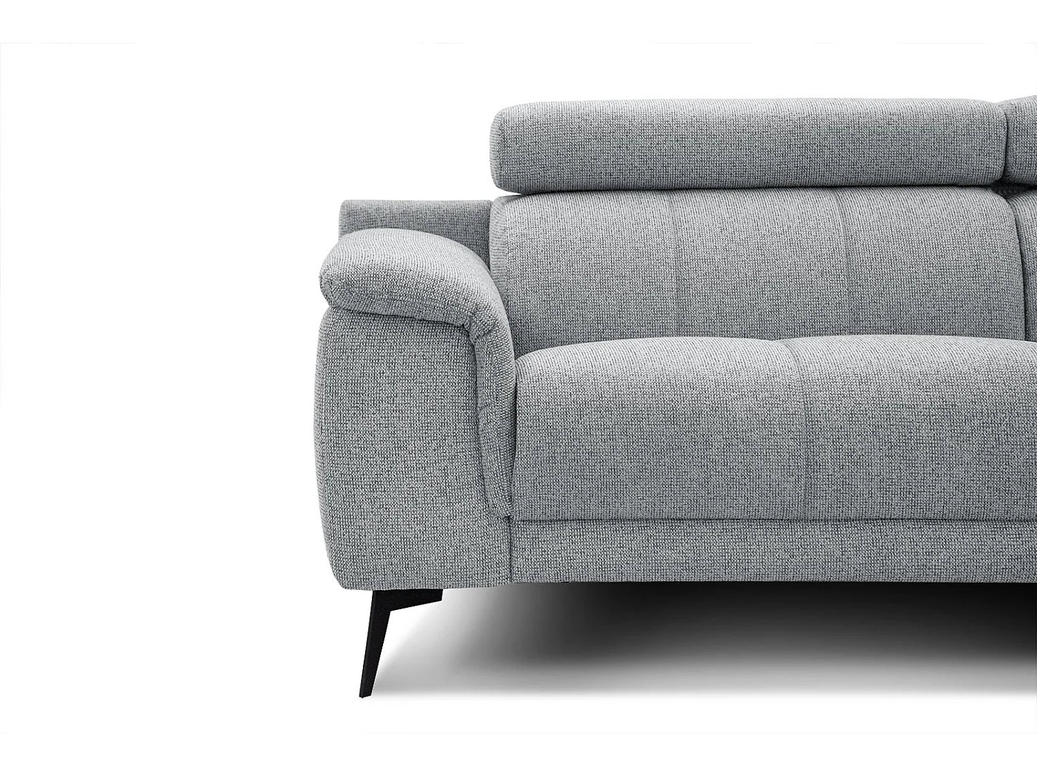 Canapé d'angle droit 5 places tissu gris clair - Fiero