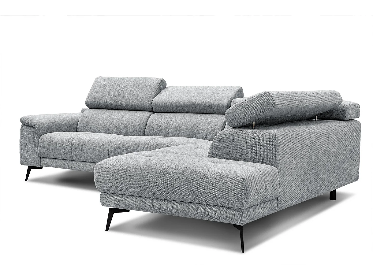 Canapé d'angle droit 5 places tissu gris clair - Fiero