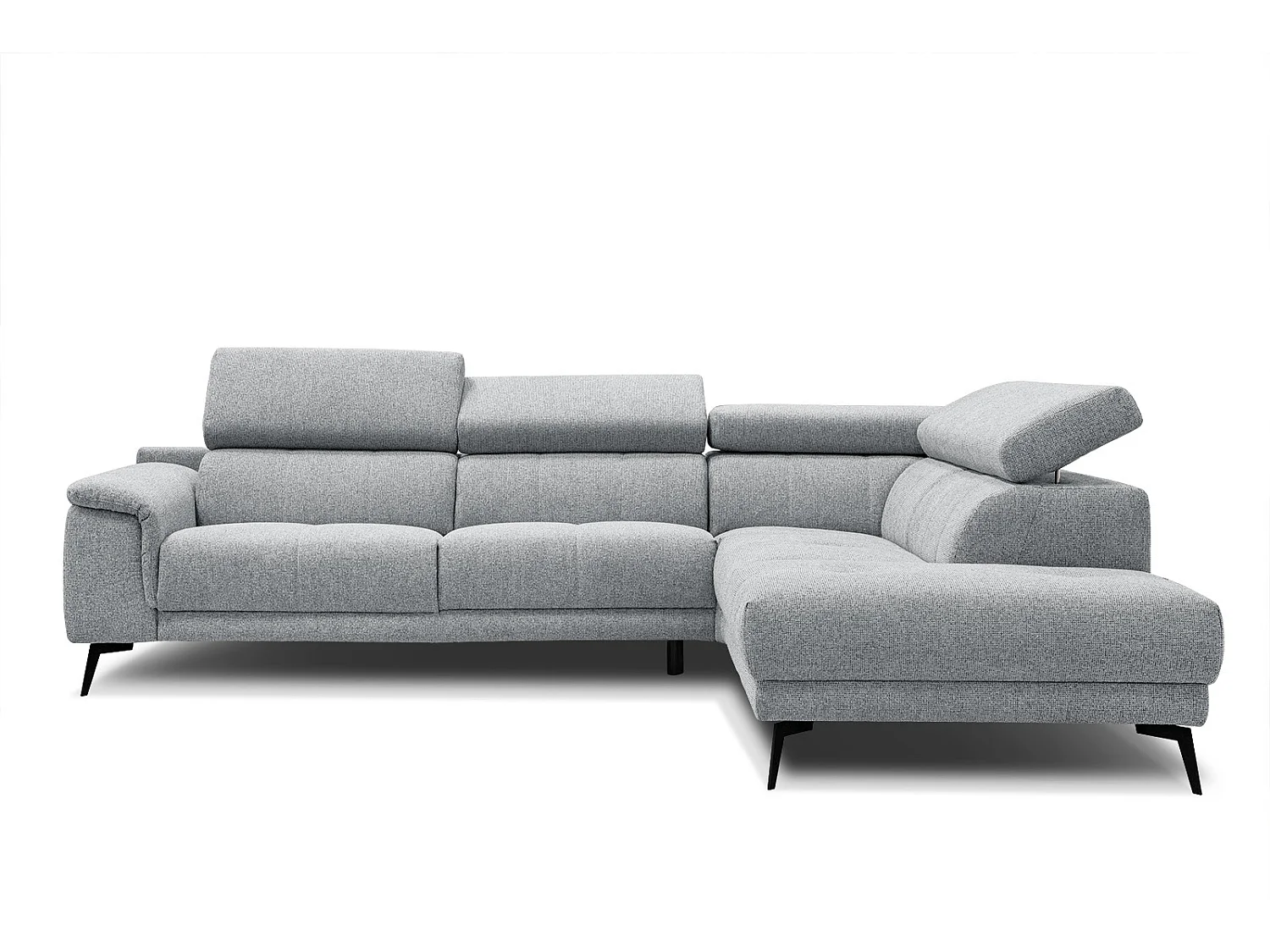 Canapé d'angle droit 5 places tissu gris clair - Fiero