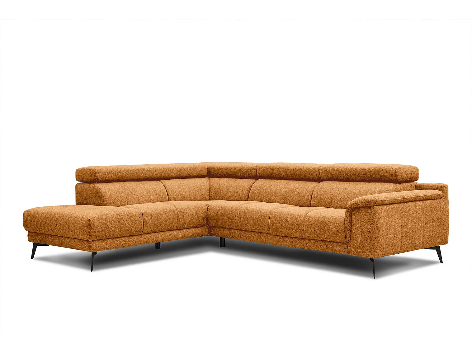 FIERO Ecksofa 5-Sitzer links mit verstellbare Kopfstützen, orange