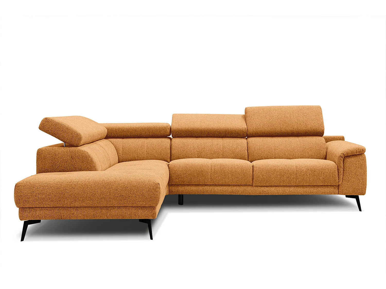 FIERO Ecksofa 5-Sitzer links mit verstellbare Kopfstützen, orange