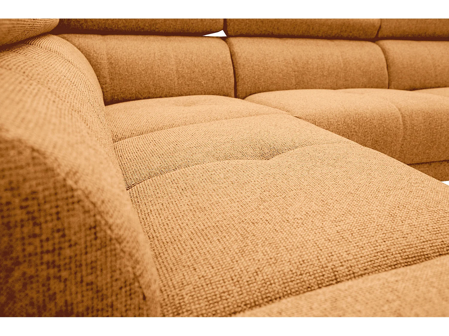 FIERO Ecksofa 5-Sitzer links mit verstellbare Kopfstützen, orange