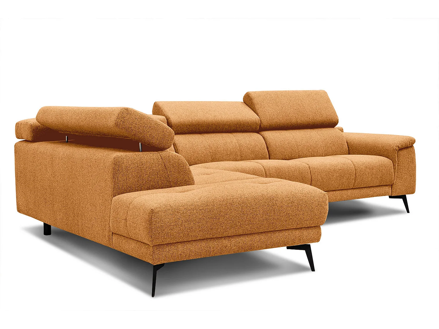 FIERO Ecksofa 5-Sitzer links mit verstellbare Kopfstützen, orange