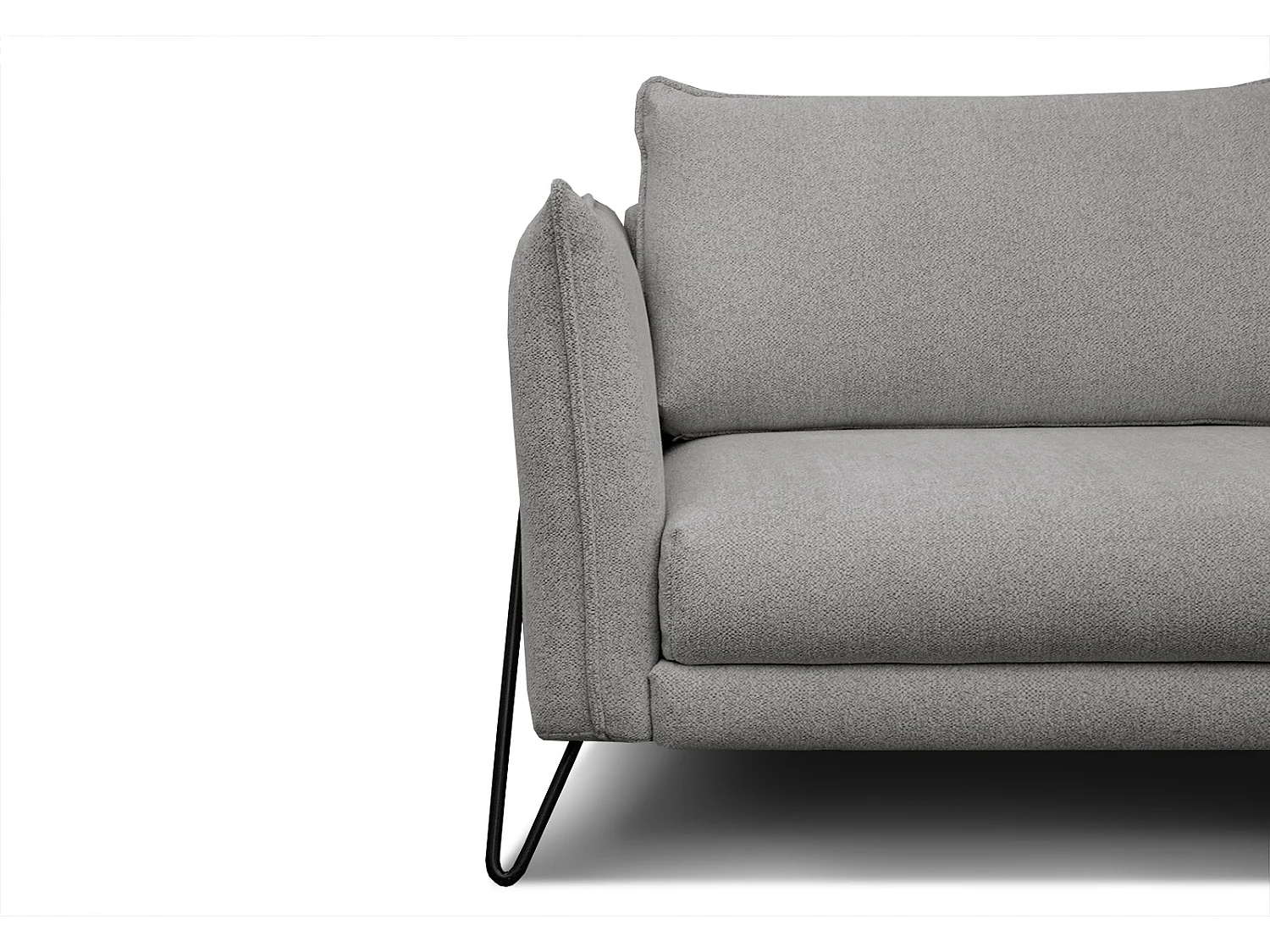 Canapé droit 3 places tissu gris chaud - HOSTEN