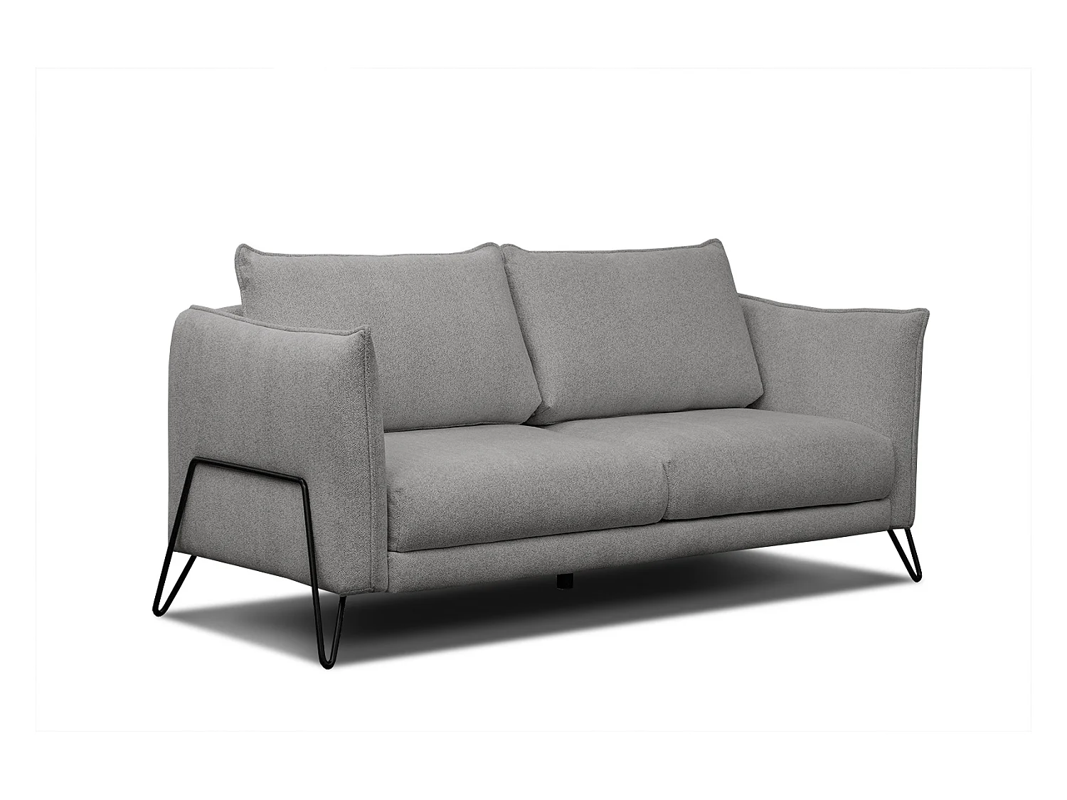 Canapé droit 3 places tissu gris chaud - HOSTEN