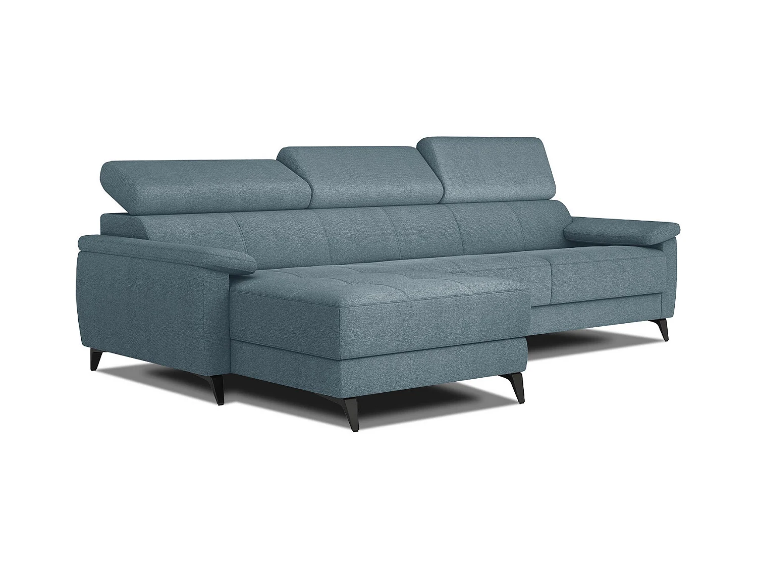 TAUNUS Ecksofa 4-Sitzer links mit verstellbare Kopfstützen, hellblau