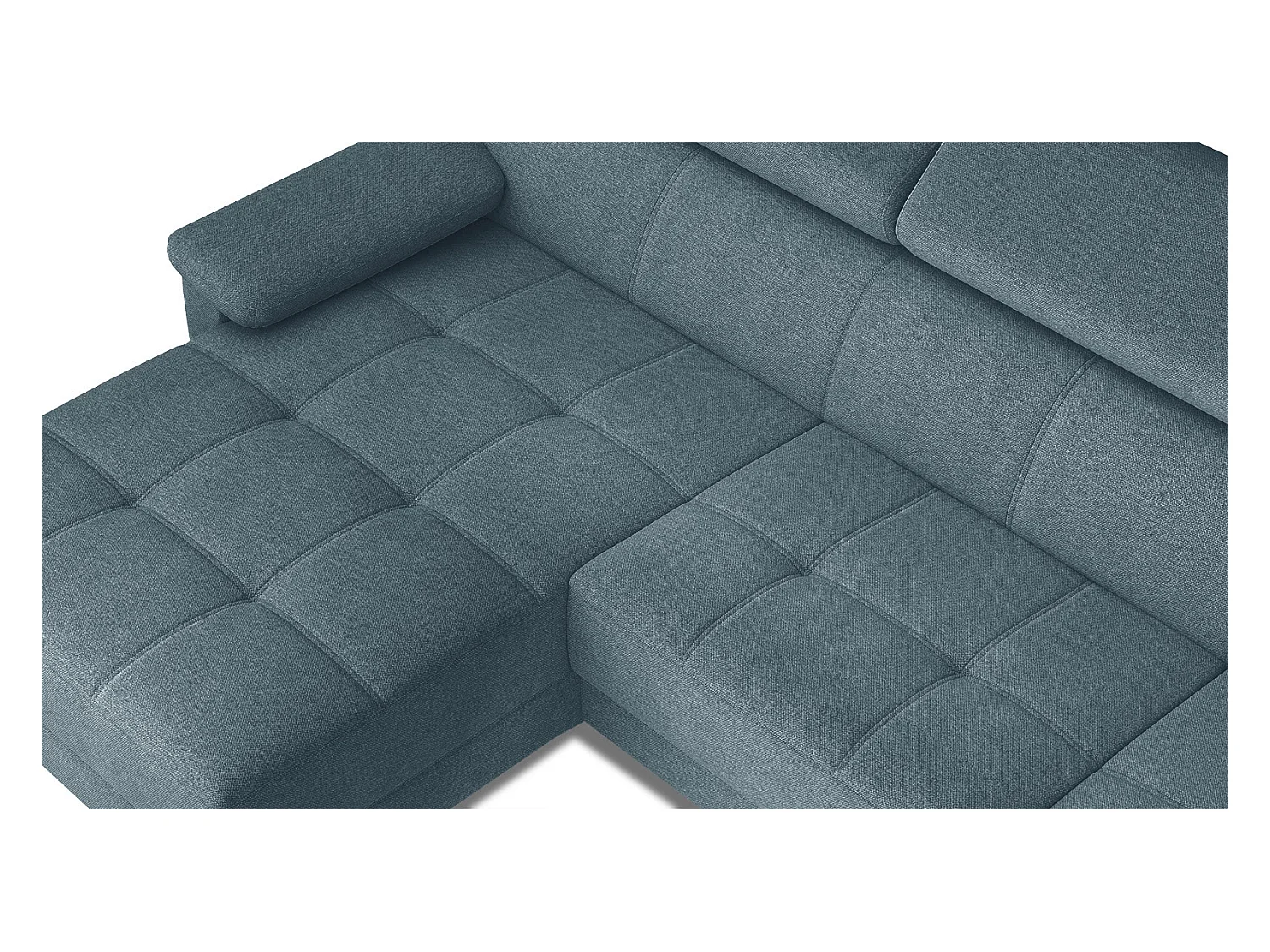 TAUNUS Ecksofa 4-Sitzer links mit verstellbare Kopfstützen, hellblau