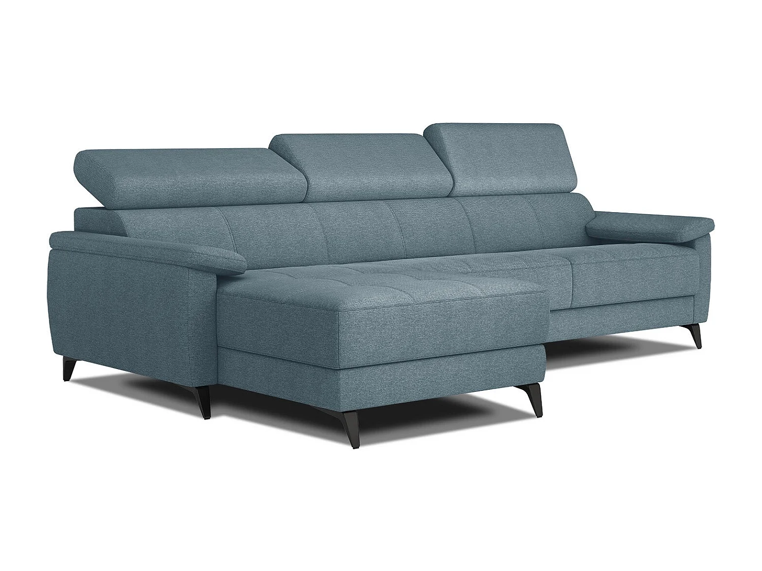 TAUNUS Ecksofa 4-Sitzer links mit verstellbare Kopfstützen, hellblau