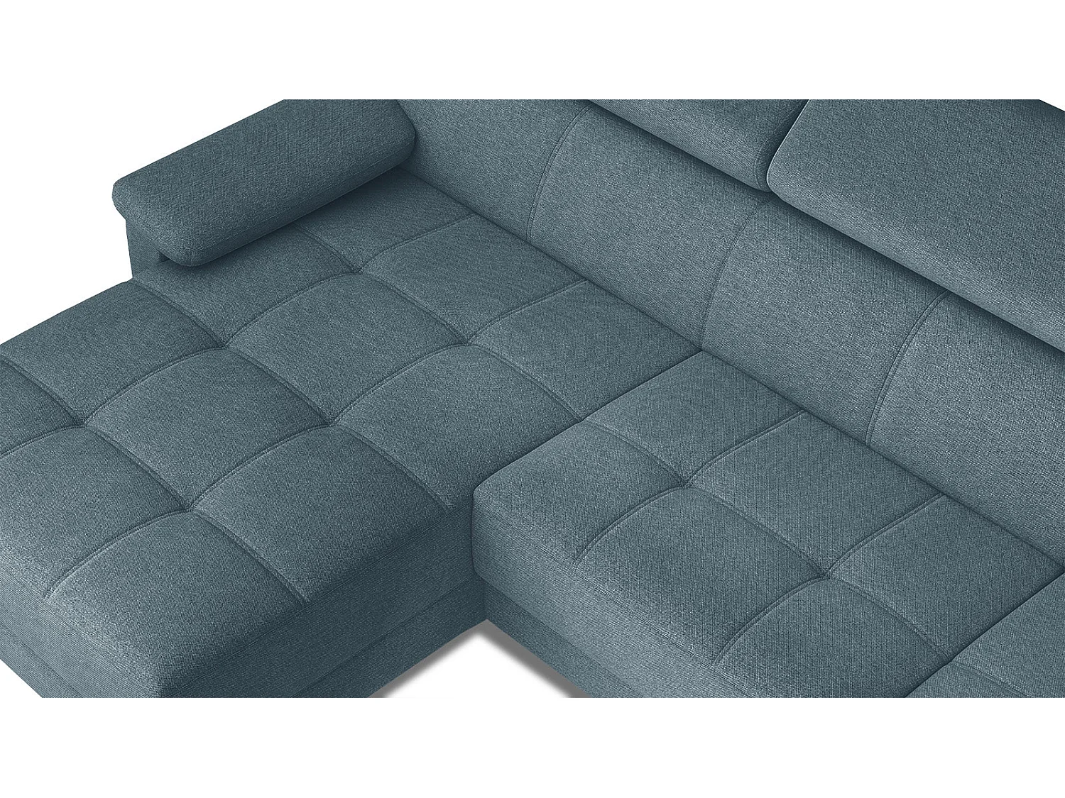 TAUNUS Ecksofa 4-Sitzer links mit verstellbare Kopfstützen, hellblau